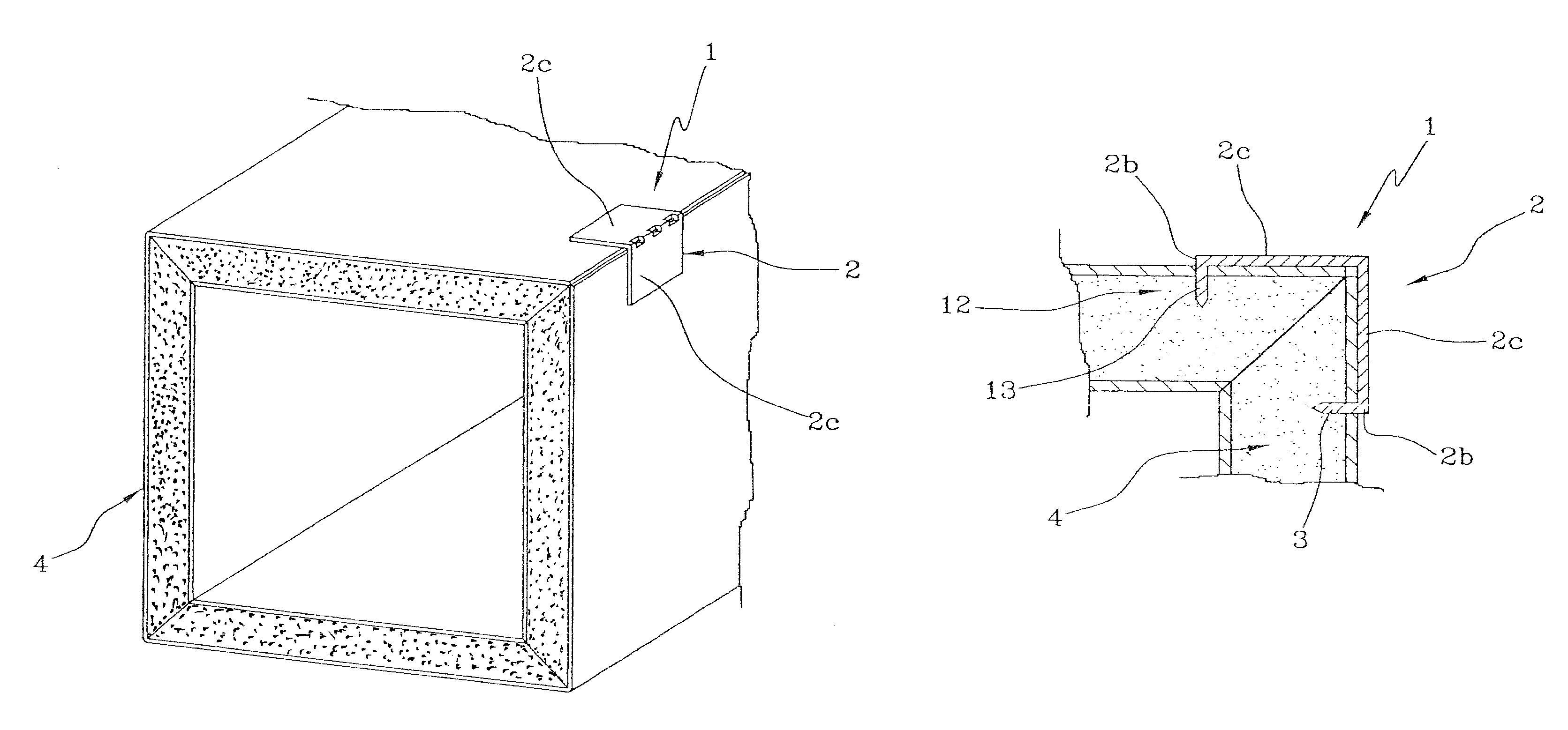 Connecting device and process for the manufacture of ducts for heating, conditioning, and ventilation