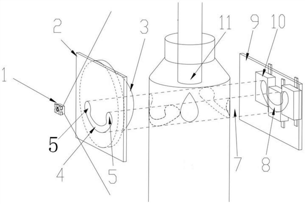 Infrared light liquid drop detection device and method