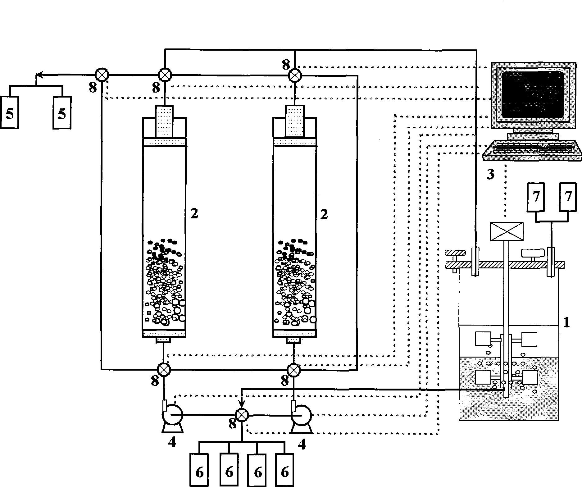 Coupling apparatus and technique for fermentation and separation of succinic acid by expanded bed adsorption and in situ extraction