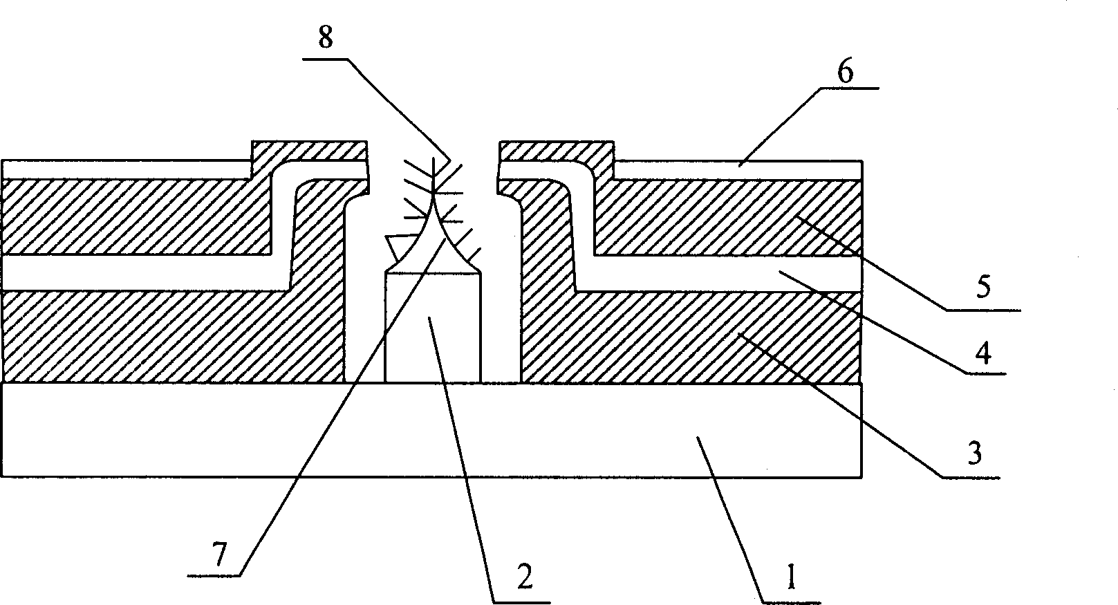 Flat panel display with integrated double flat grid array structure and its producing process