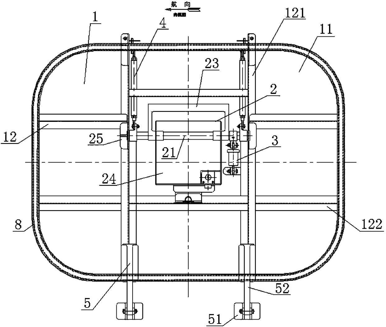 Airplane radome in-and-out hatch door