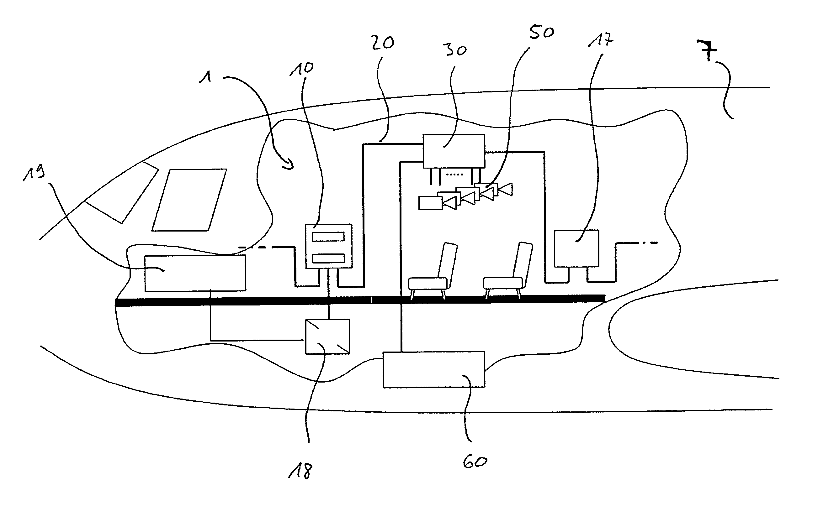 Device for imaging an aircraft cabin