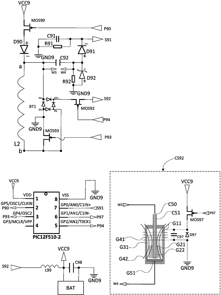 Electronic circuit capable of performing wireless charging/discharging and receiving/transmitting communication signals, and equipment