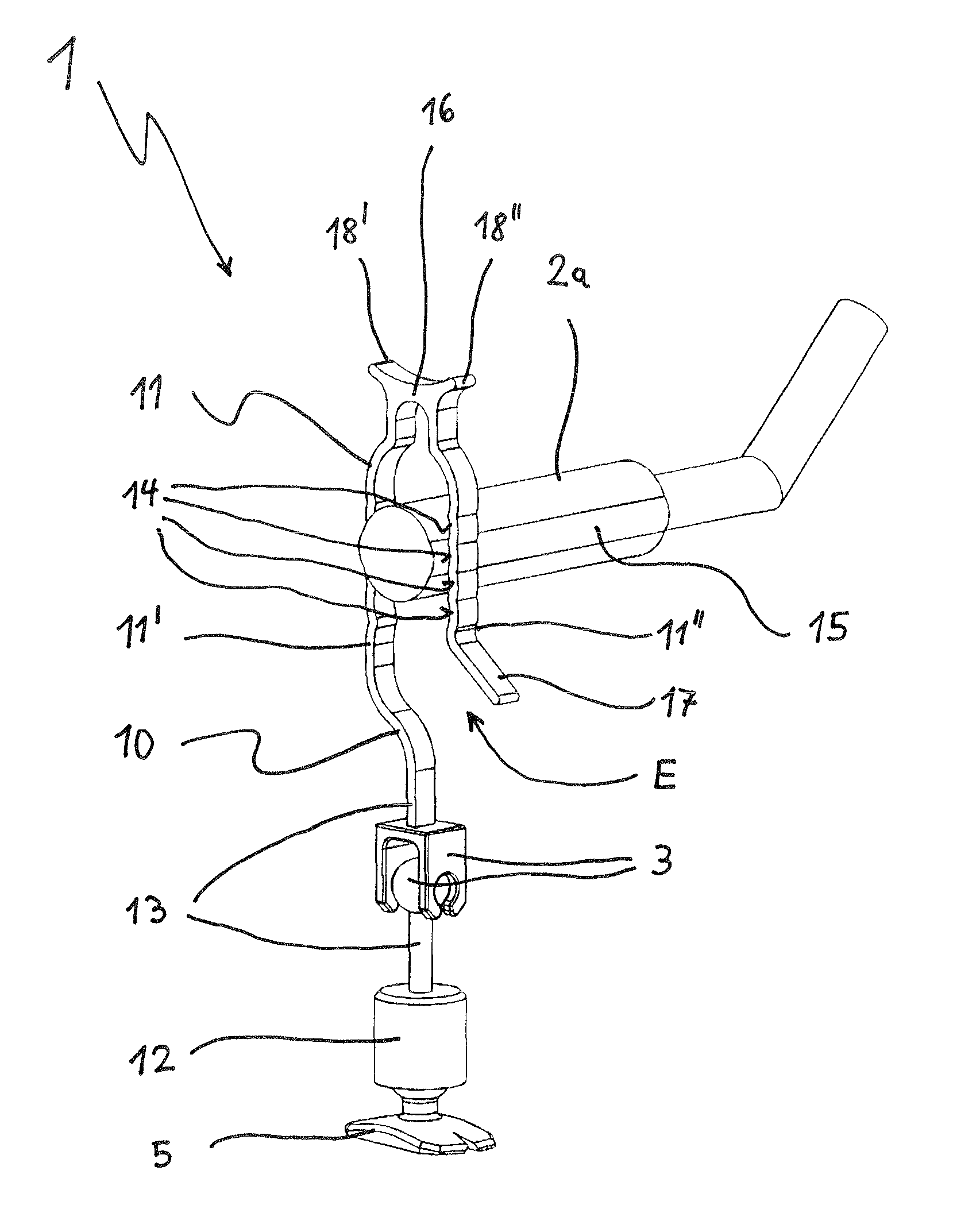 Device for variable-length fixing of the actuator end piece of an active hearing implant in the middle ear
