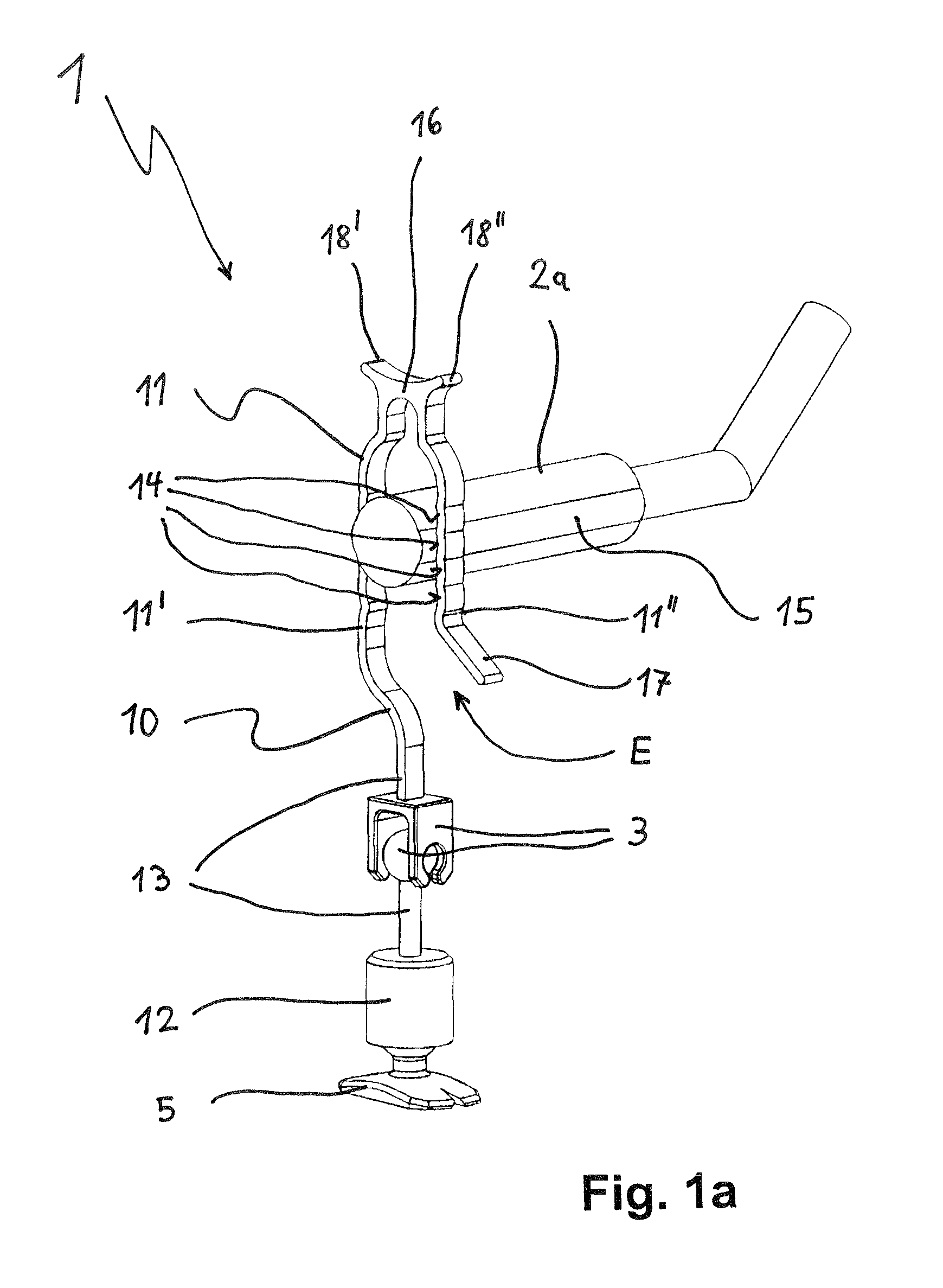 Device for variable-length fixing of the actuator end piece of an active hearing implant in the middle ear