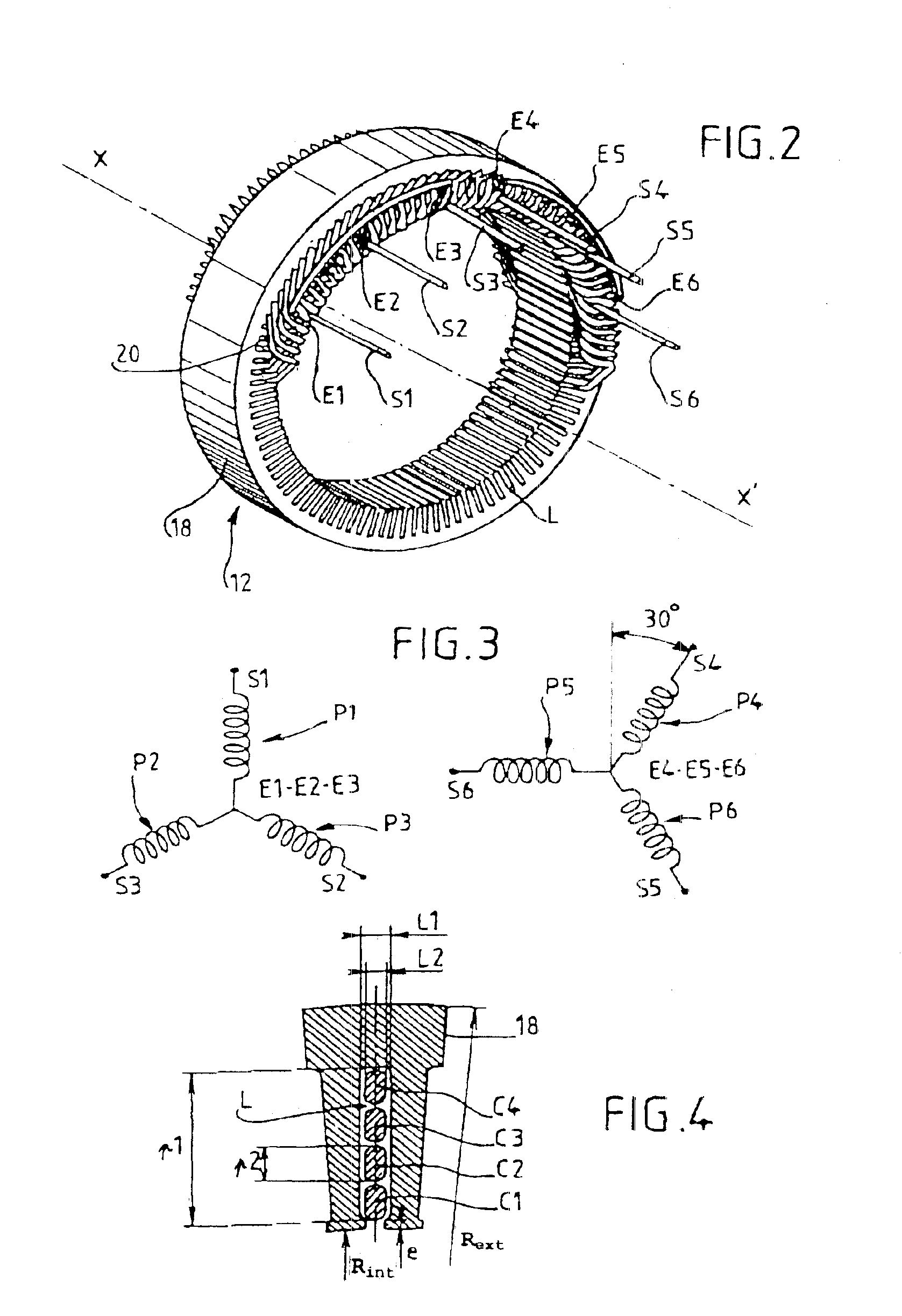 Several phase for a stator of an alternator for a motor vehicle