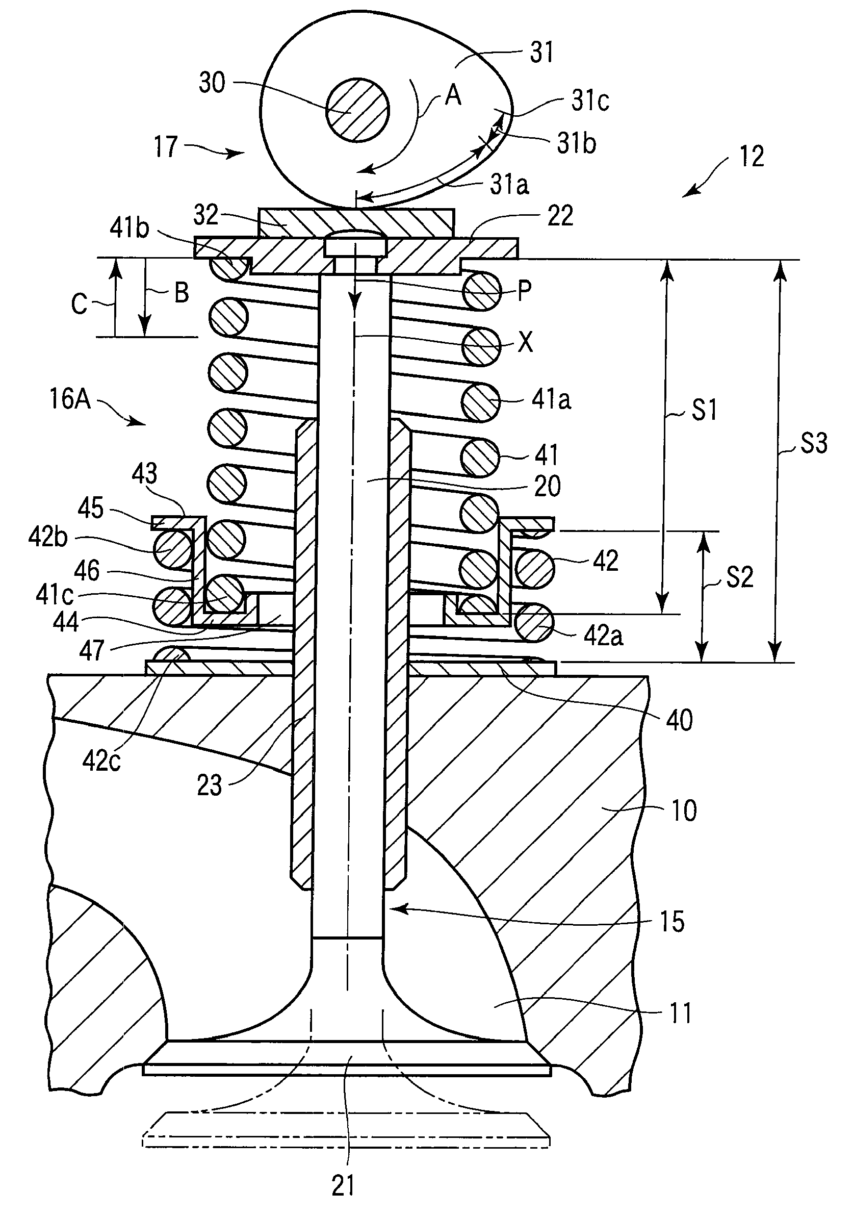 Valve spring device and valve train of engine using the same