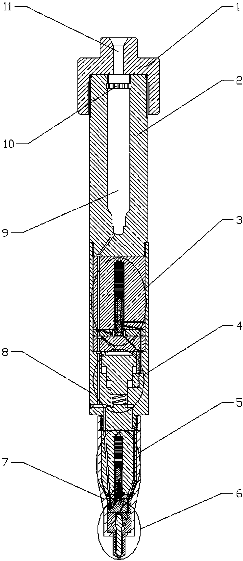 Accumulator piezoelectric injector with variable injection rule