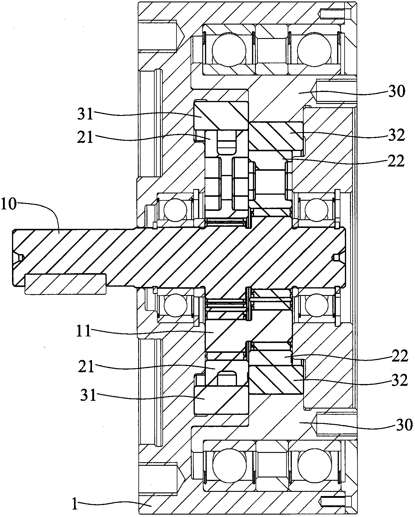 Two-stage differential cycloidal speed reducer with a high reduction ratio