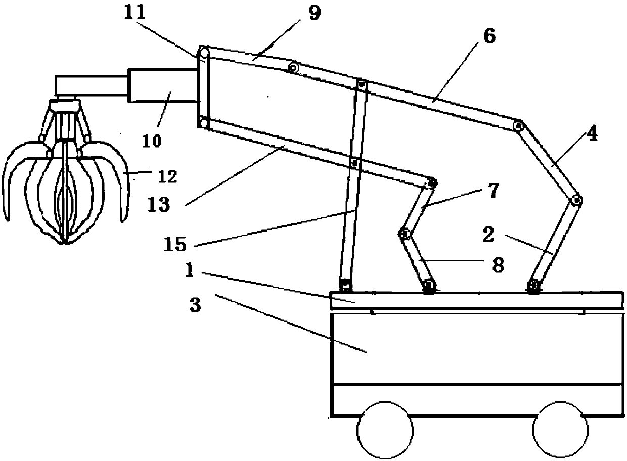 Method for conducting waste grabbing and loading work through movable closed-chain connecting rod mechanism