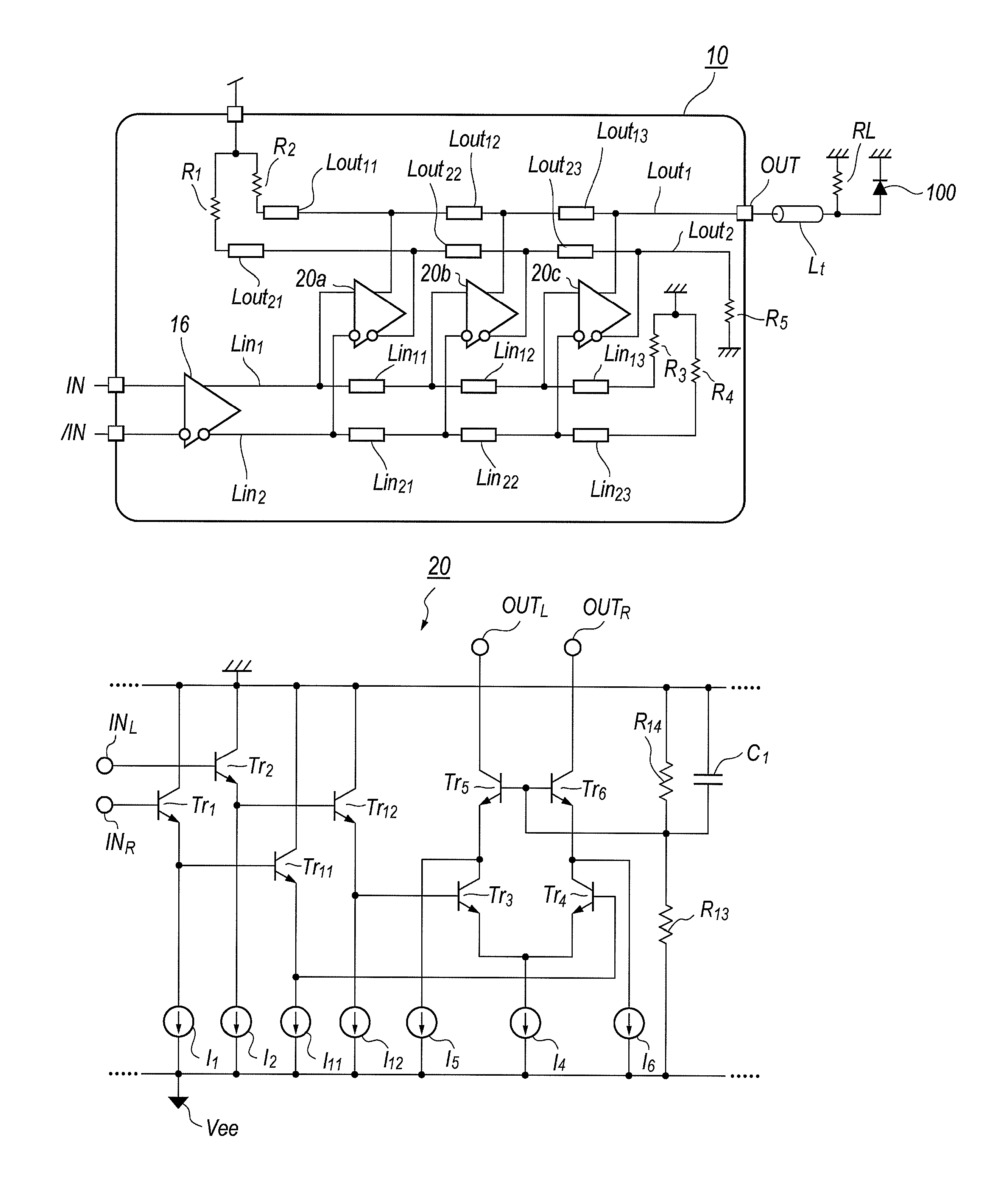 Traveling wave amplifier with suppressed jitter
