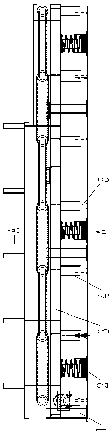 Roll shaft channel device of double-block type sleeper production line