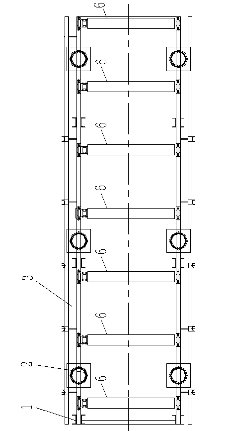 Roll shaft channel device of double-block type sleeper production line