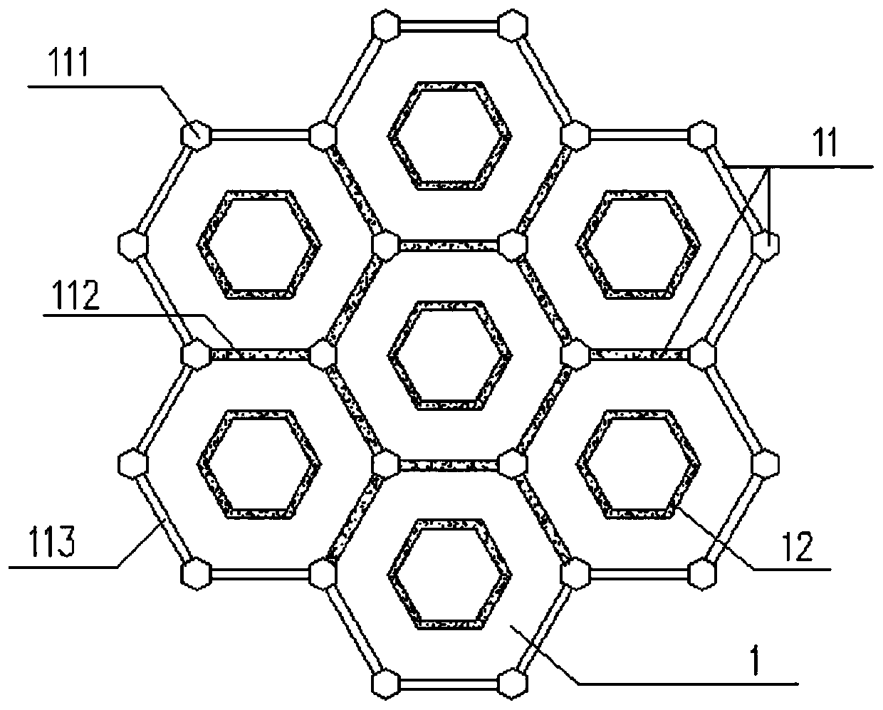 Super high-rise tower structure system with honeycomb cluster arrangement of hexagonal cylinders