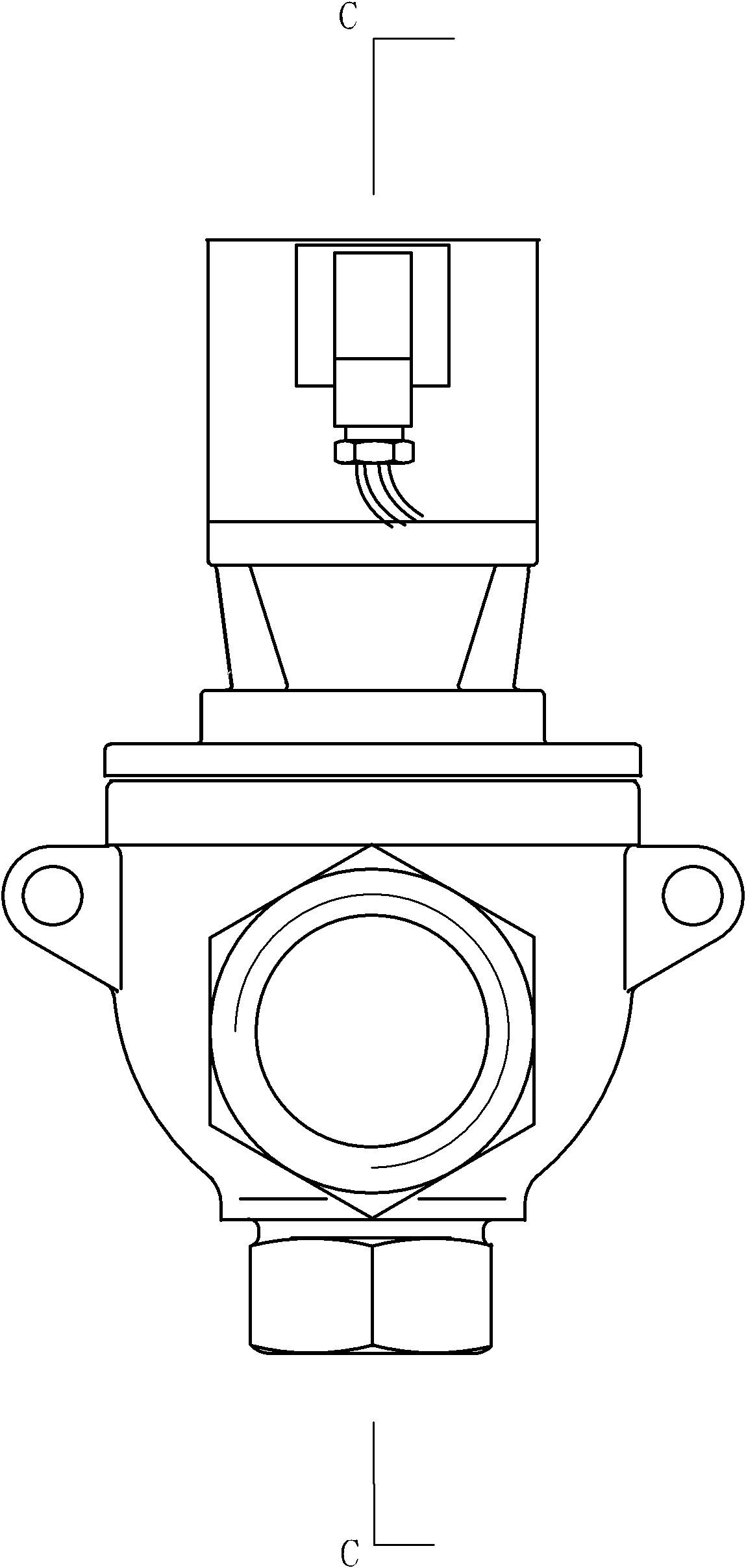 Right-angle solenoid valve for fire control