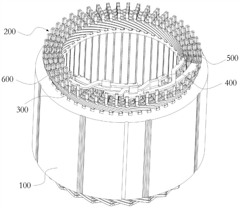 Flat wire stator wire outlet end structure and flat wire motor