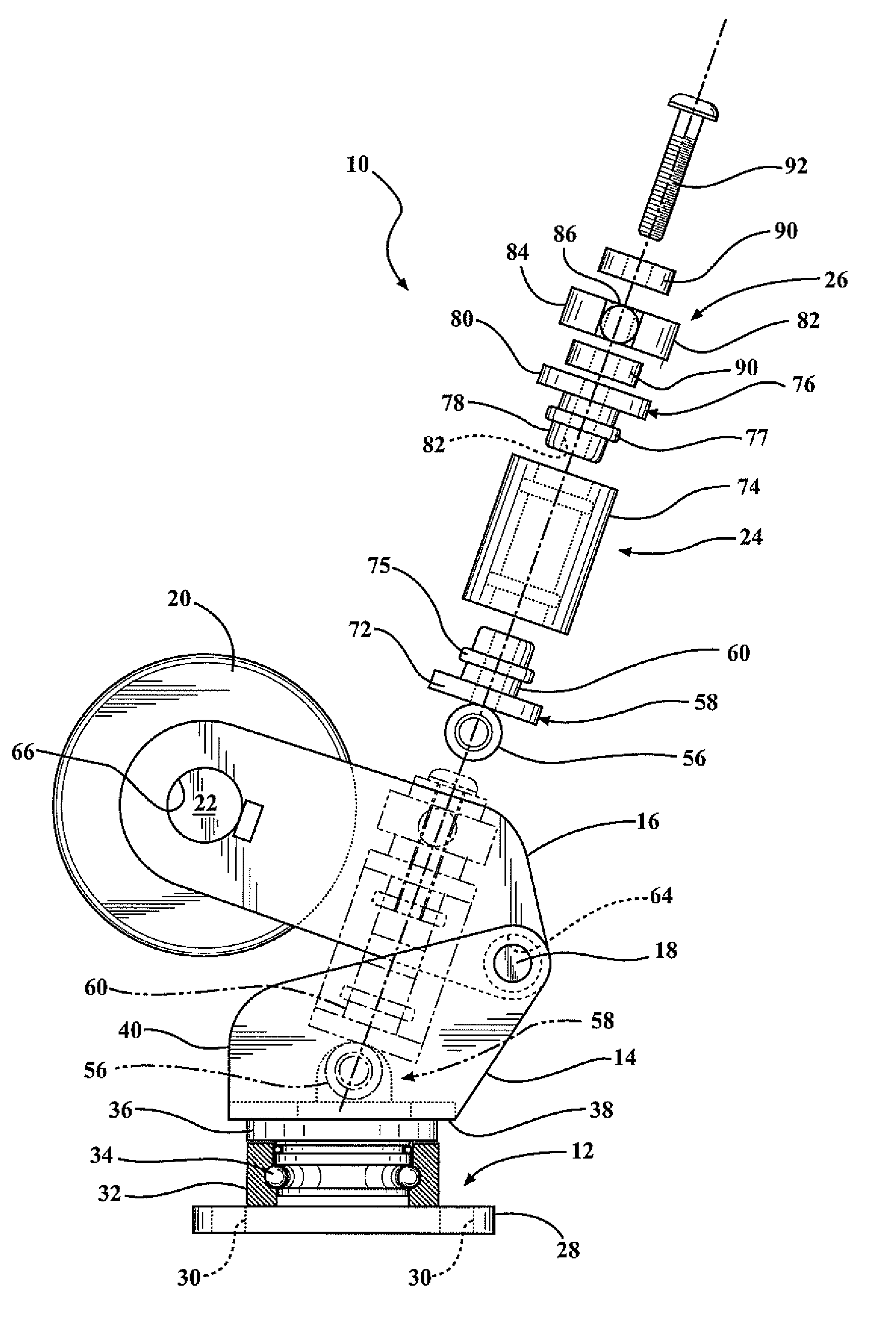 Vertically adjustable caster wheel apparatus