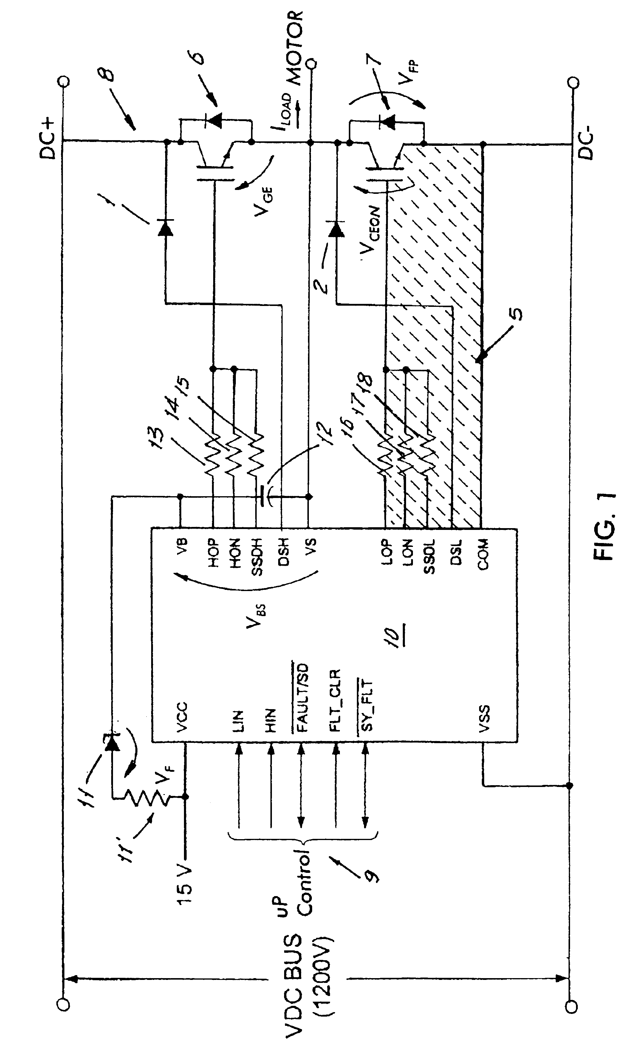 Half-bridge high voltage gate driver providing protection of a transistor