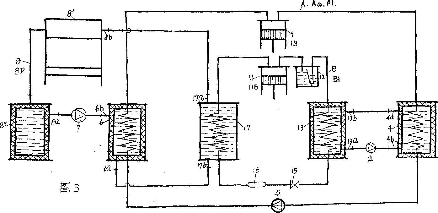 Composite thermodynamic engine of power circulation system and refrigerating circulation system