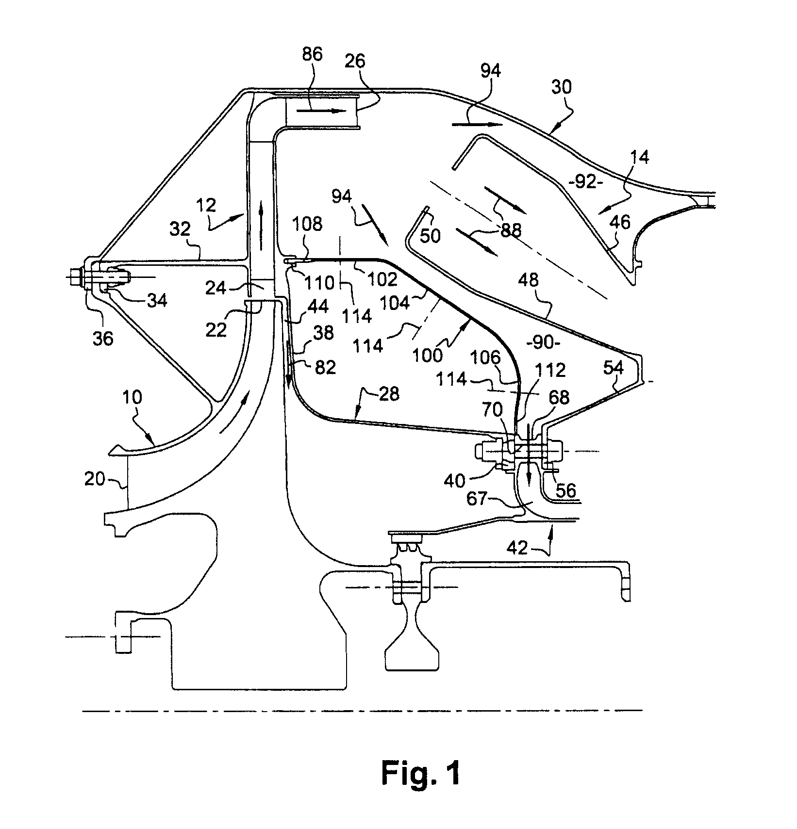 System for ventilating a combustion chamber wall in a turbomachine