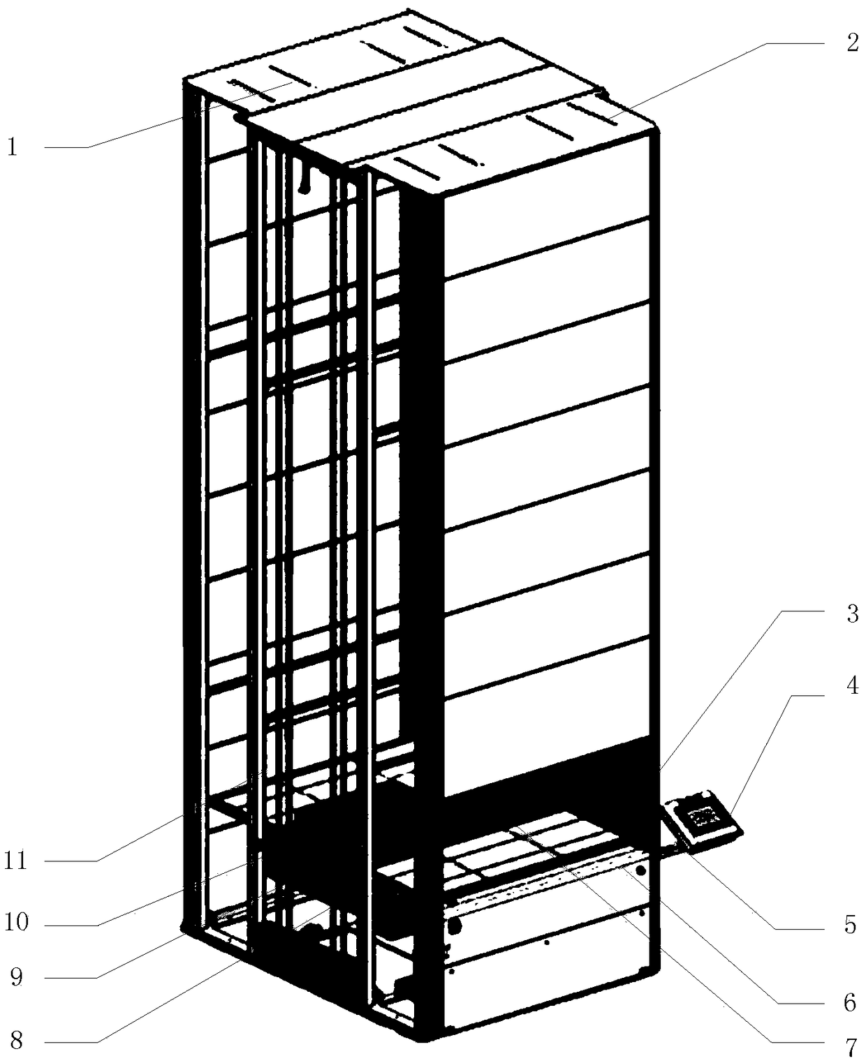 Storage control method, system and device of vertical lifting container