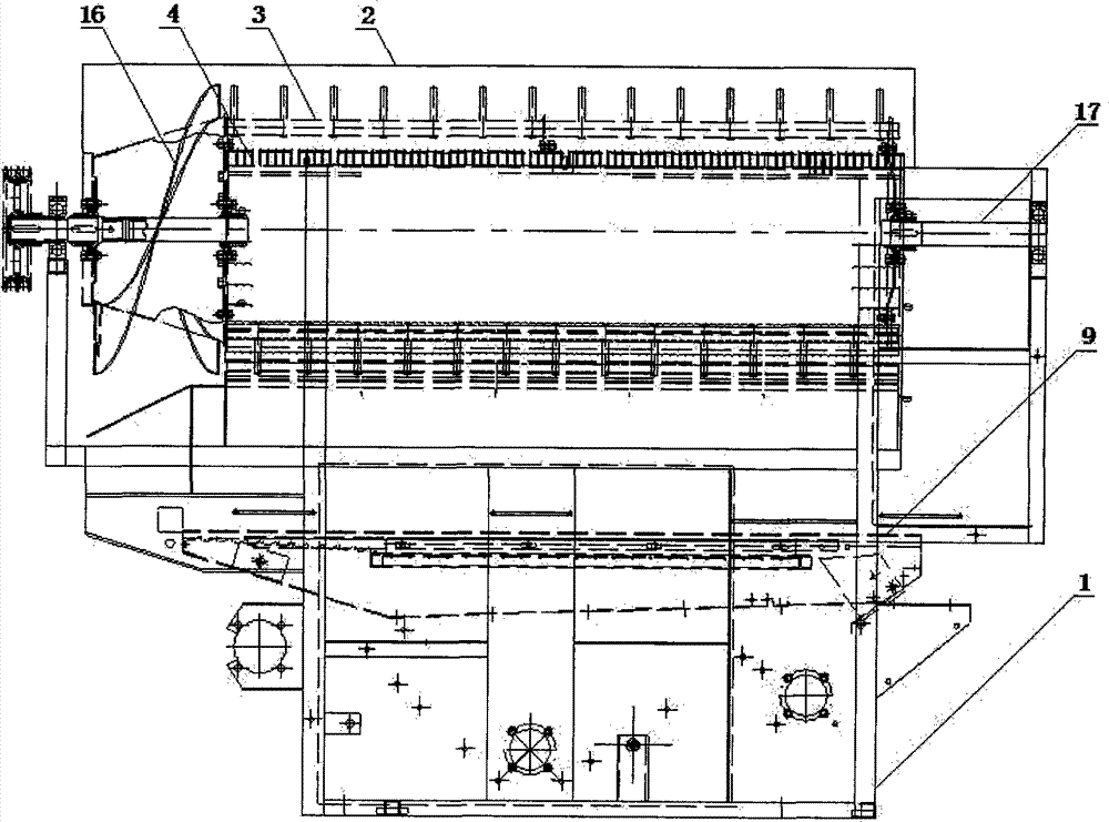 Longitudinal axial flow threshing device with side window