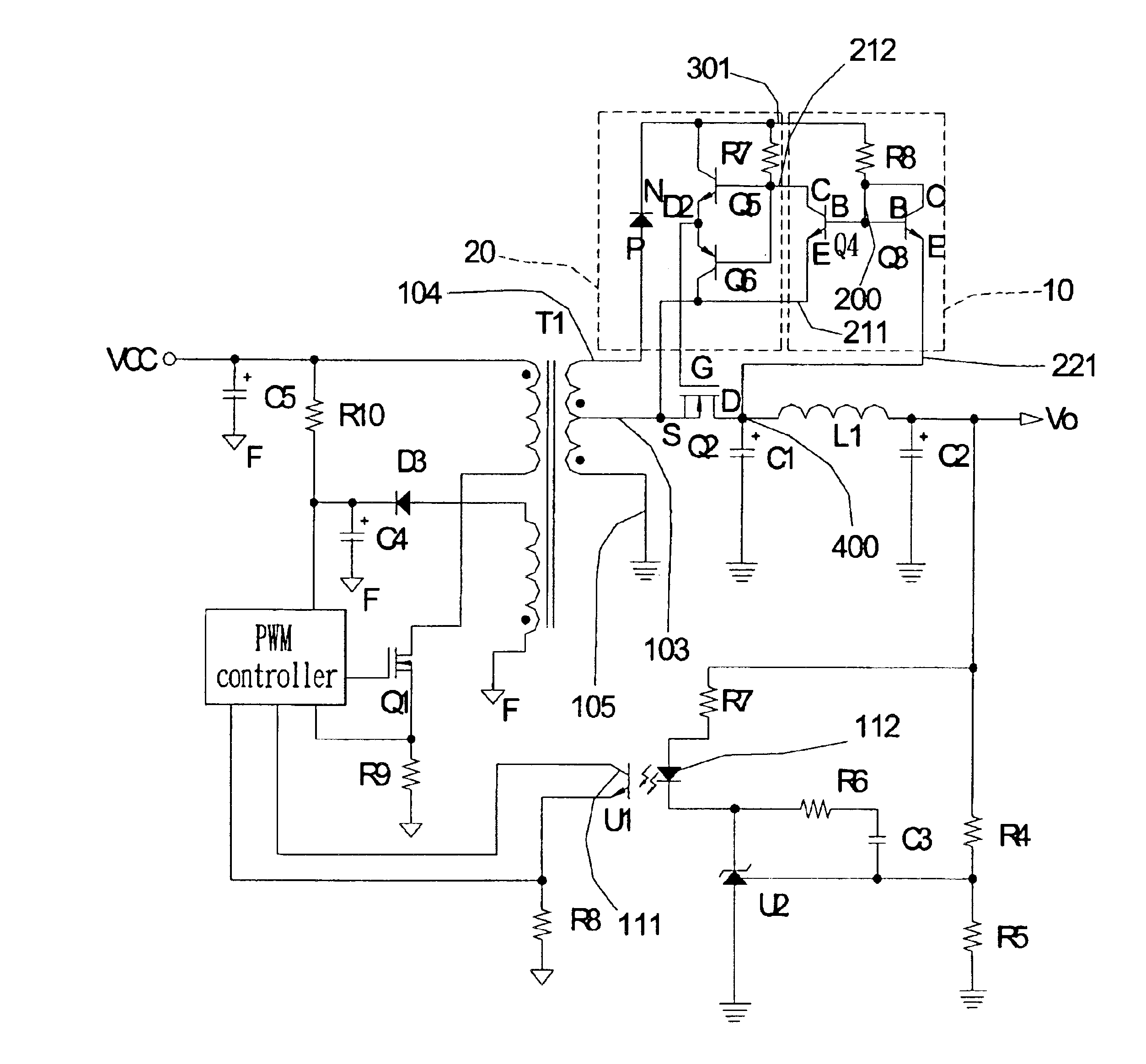Current detecting circuit AC/DC flyback switching power supply