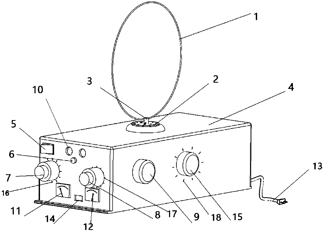 Teaching device based on emission device in electromagnetic coupling transmission, and experiment method