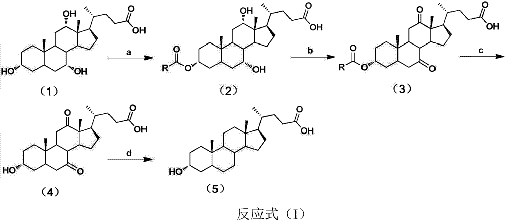 Method for synthesizing lithocholic acid from cholic acid