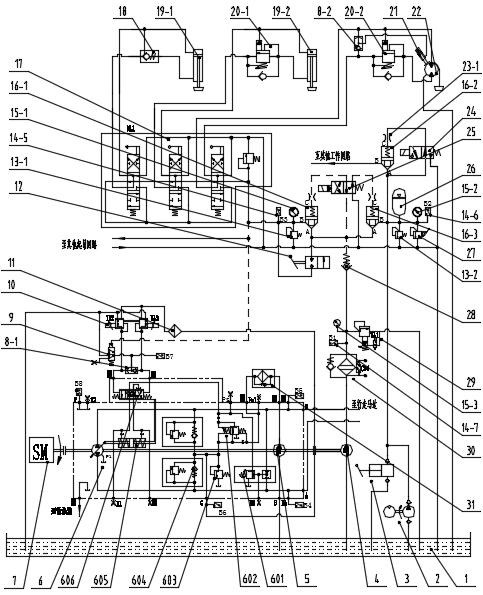 Monorail crane lifting beam hydraulic control system and working method thereof