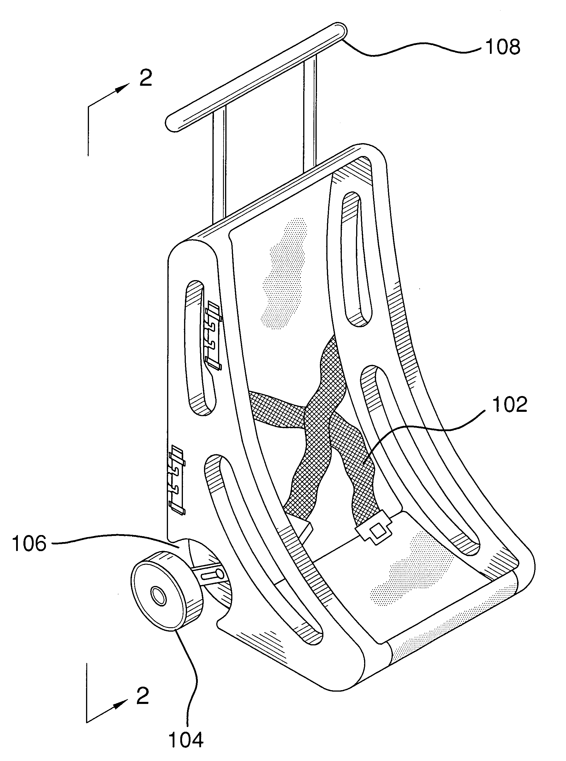 Apparatus for an integrated child restraint seat and transport for carry on luggage