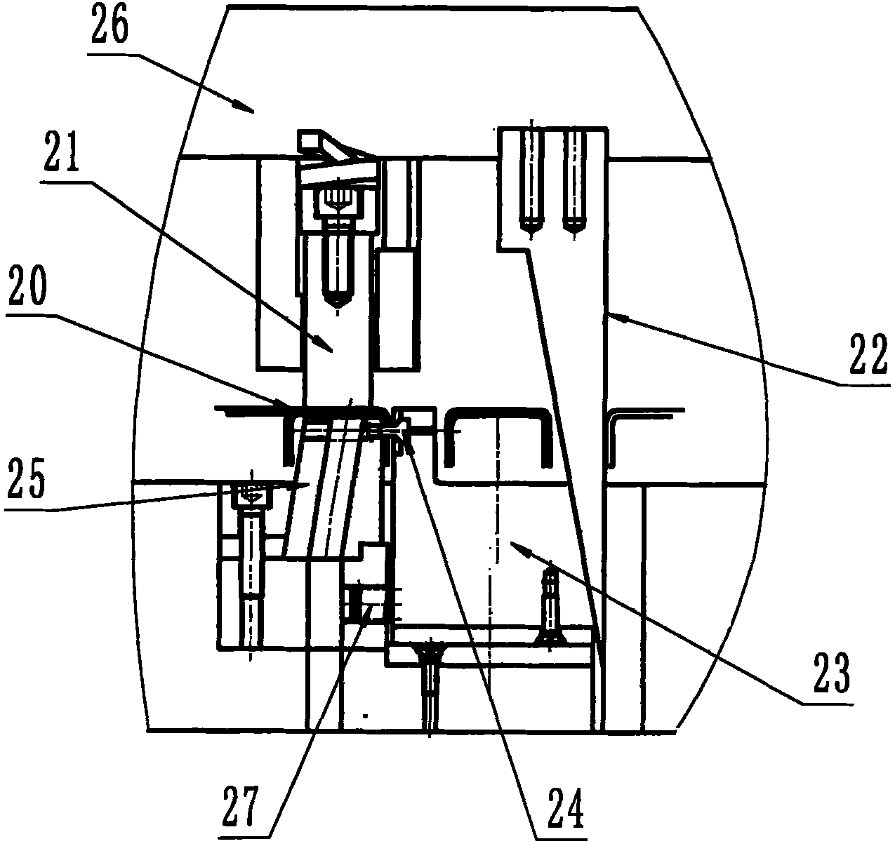 One-step molding method of split foot with grounding hole