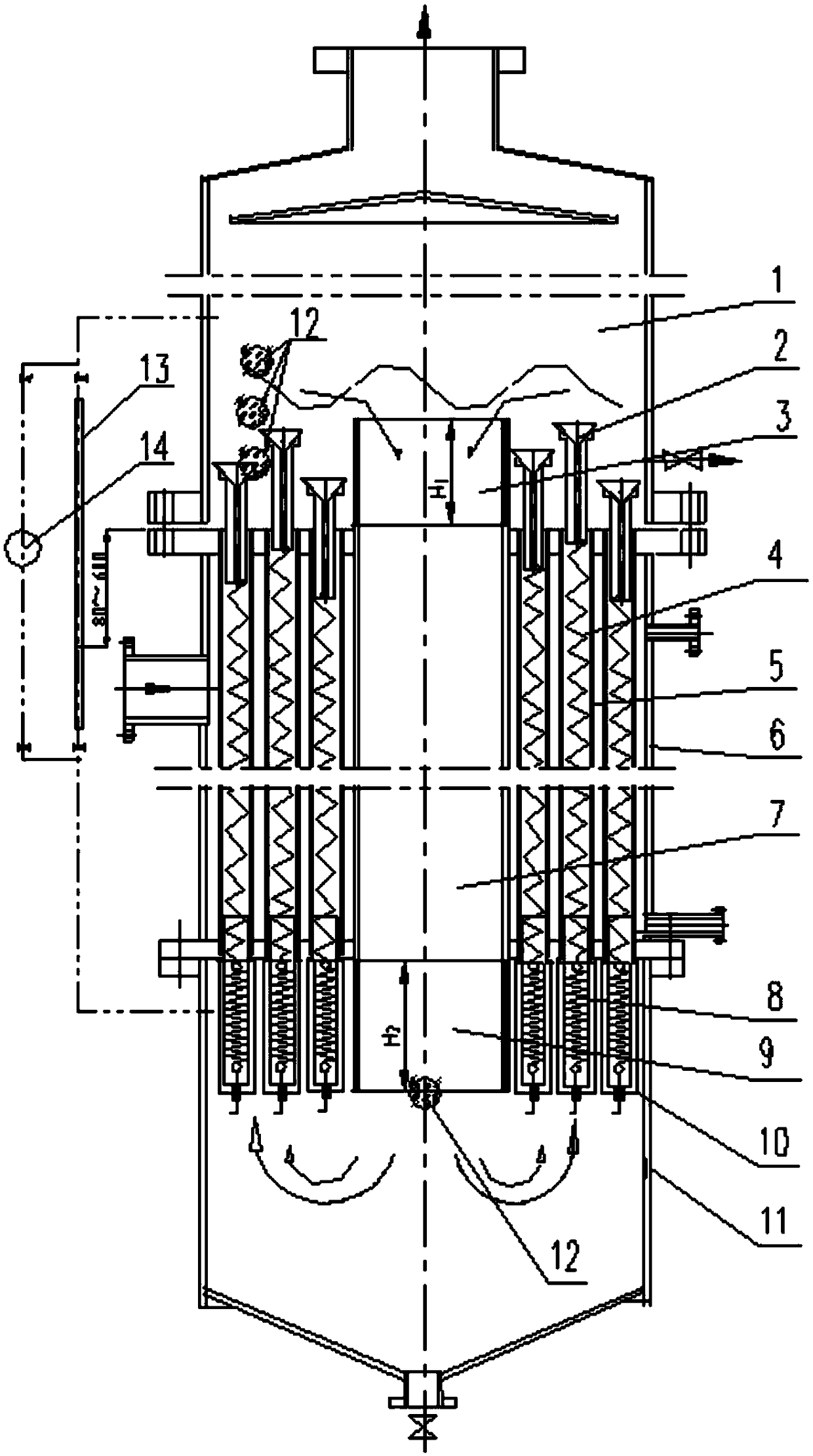 An impulse umbrella type natural circulation evaporator