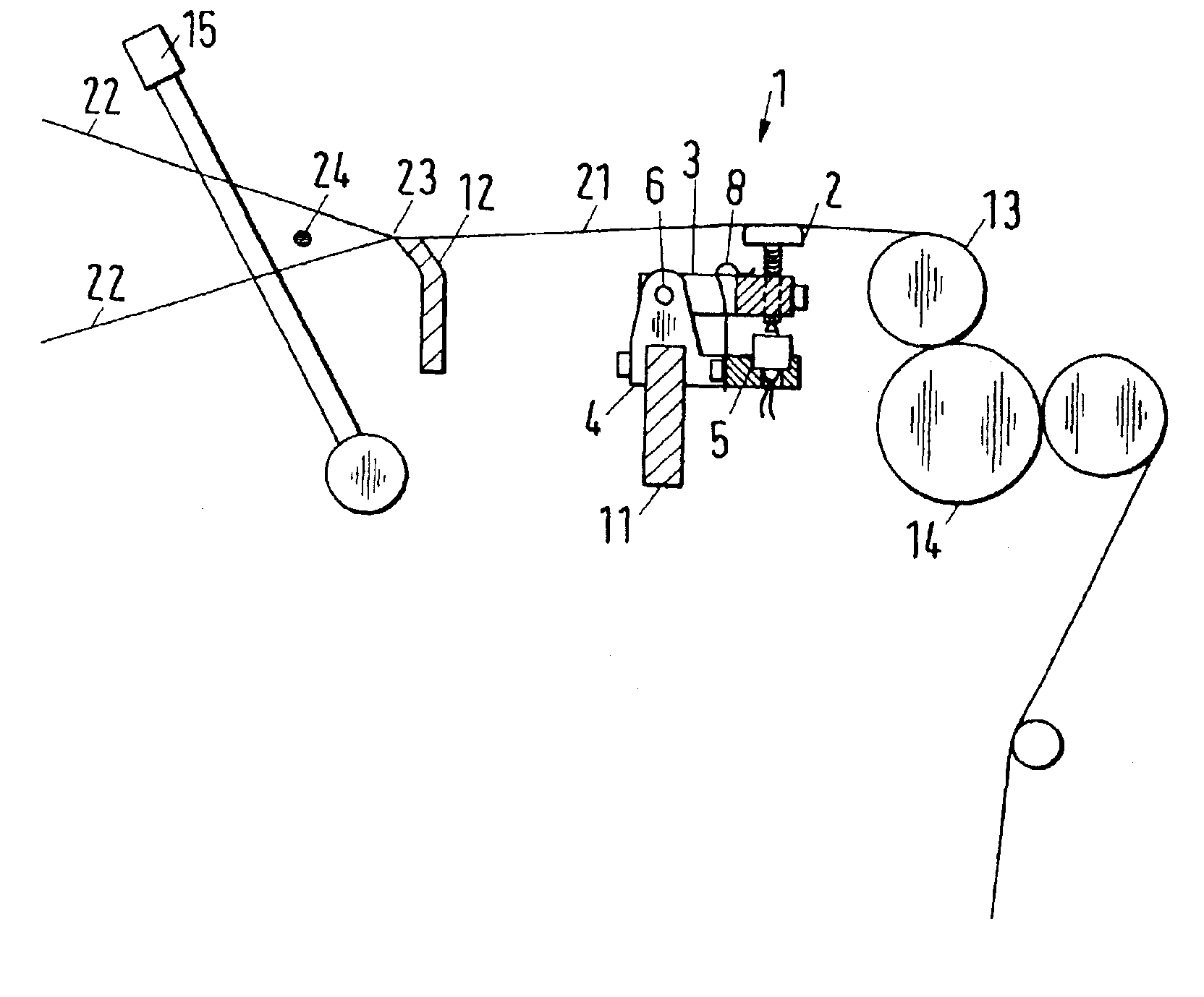 Measuring apparatus for measuring the cloth tension in a weaving machine and a weaving machine with a measuring apparatus of this kind