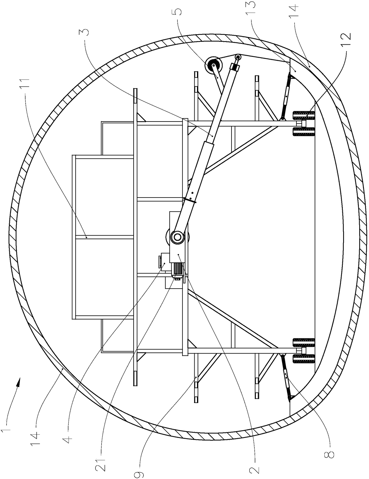 Tunnel waterproof material automatic laying and hanging construction trolley