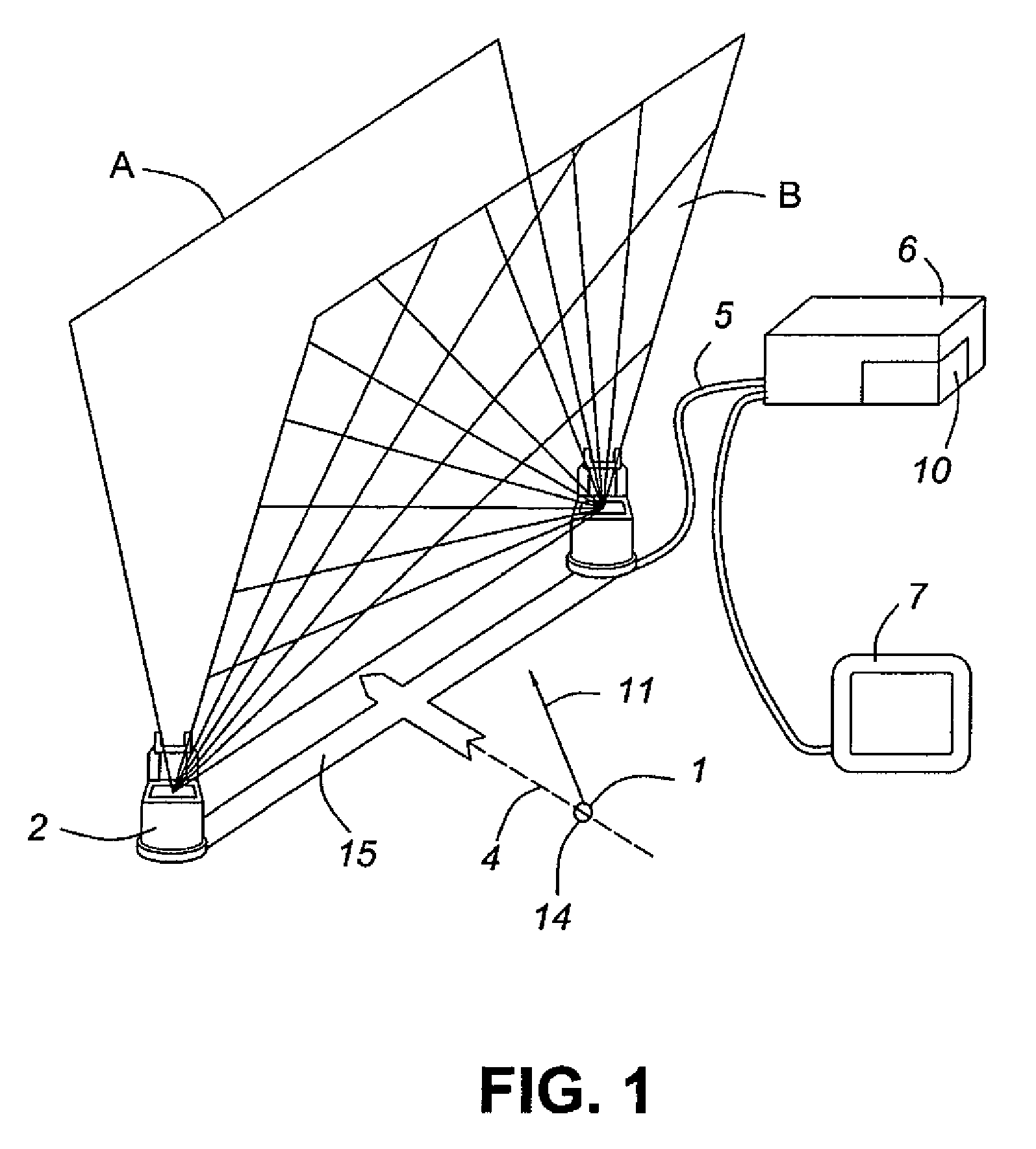 Method and apparatus for locating the trajectory of an object in motion