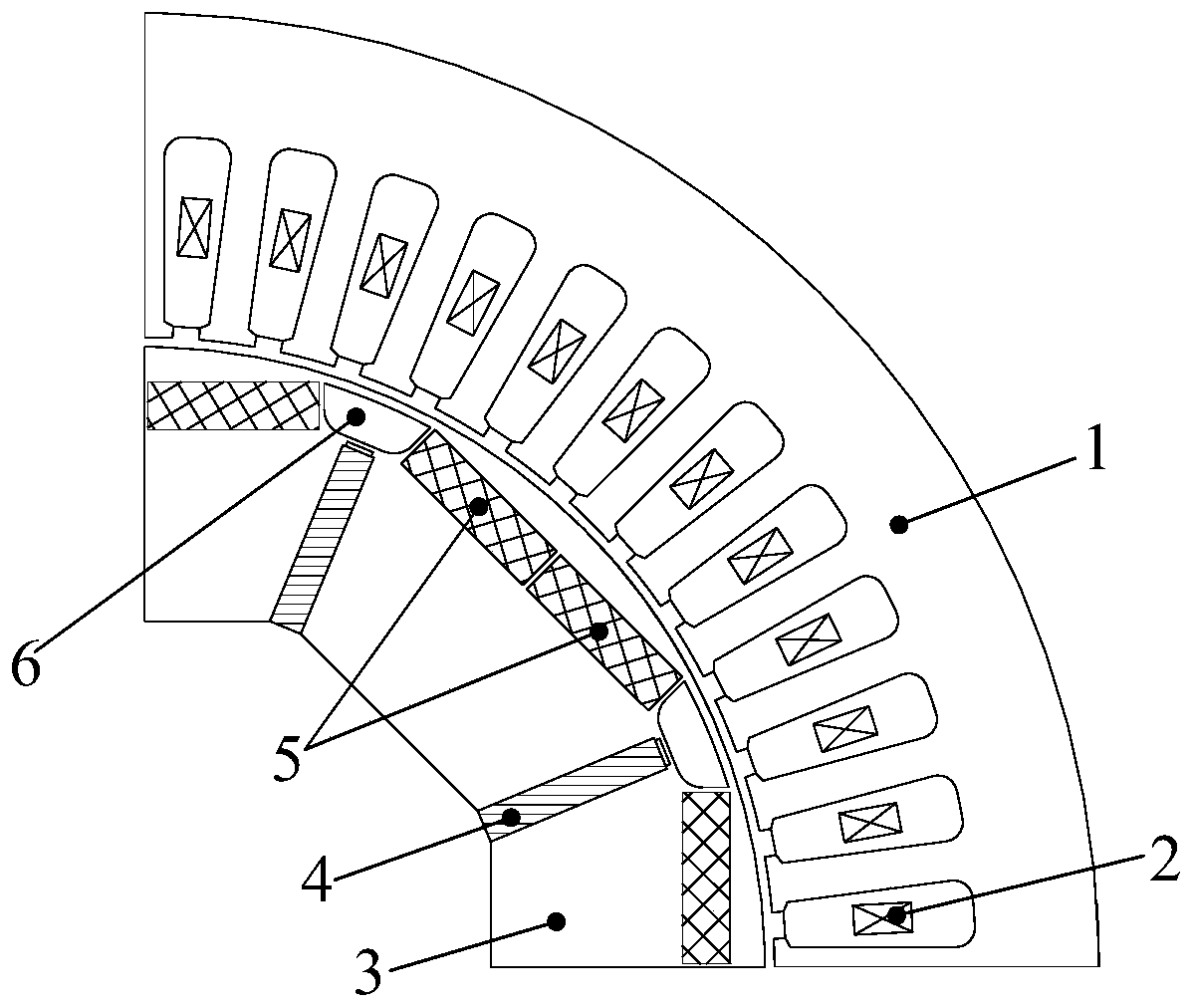 Rotor core and motor of a magnetic circuit series hybrid permanent magnet controllable flux motor