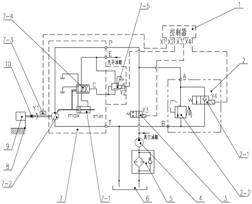 Variable displacement motor, air conditioner compressor hydraulic driving system and control method