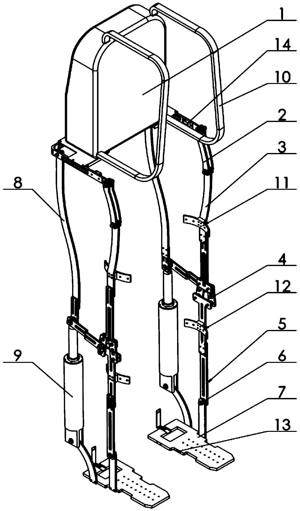 Lower limb exoskeleton with variable-axis knee joints