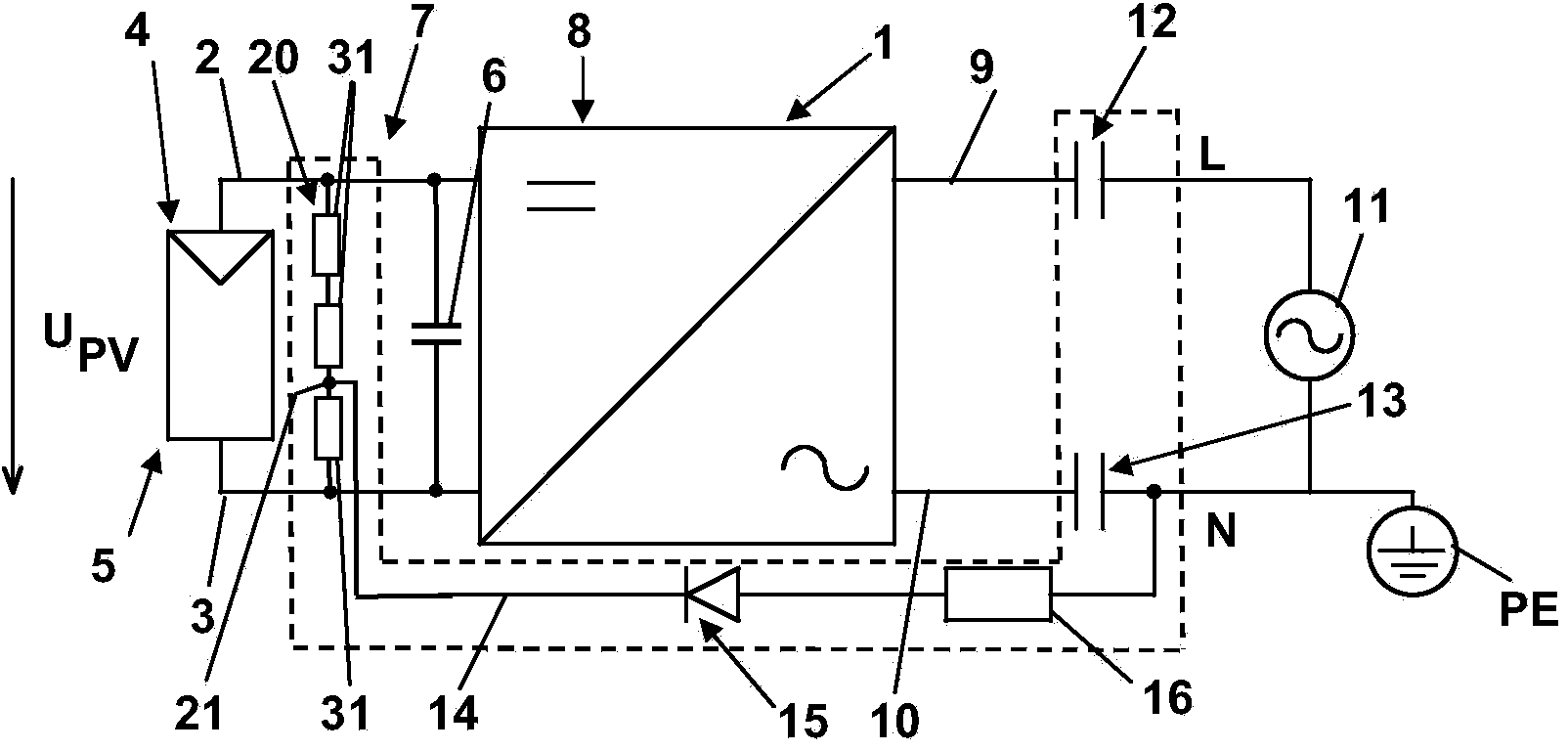 Potential definition of input lines of inverter