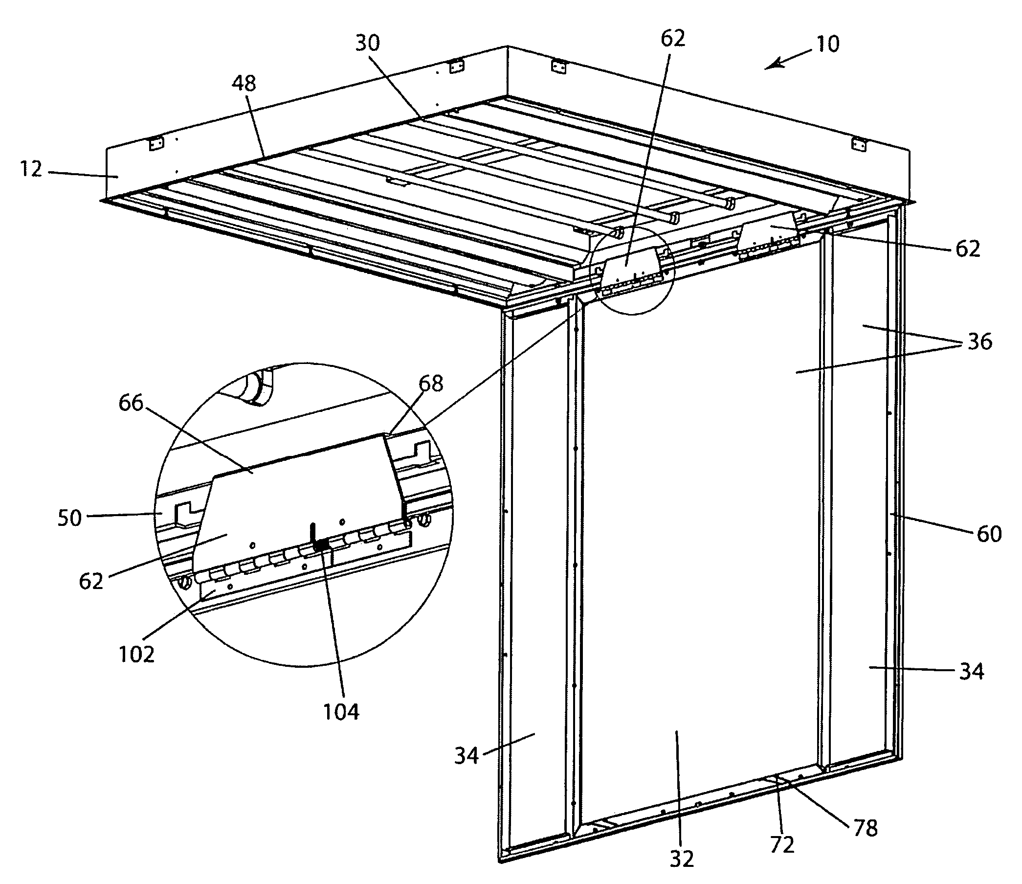 Ceiling-mounted troffer-type light fixture