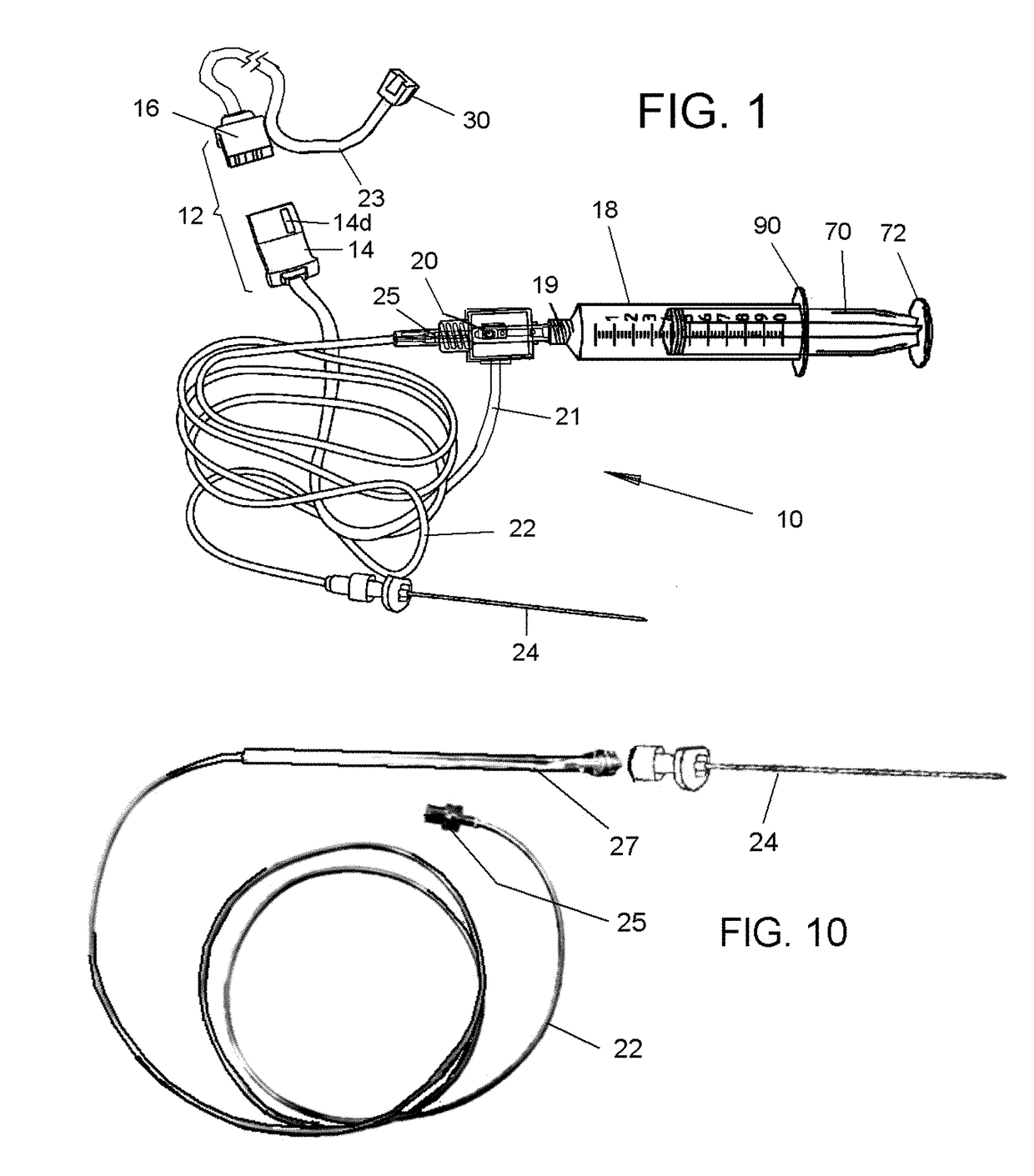 Disposable assembly for drug infusion with pressure sensing for identification of and injection into fluid-filled anatomic spaces