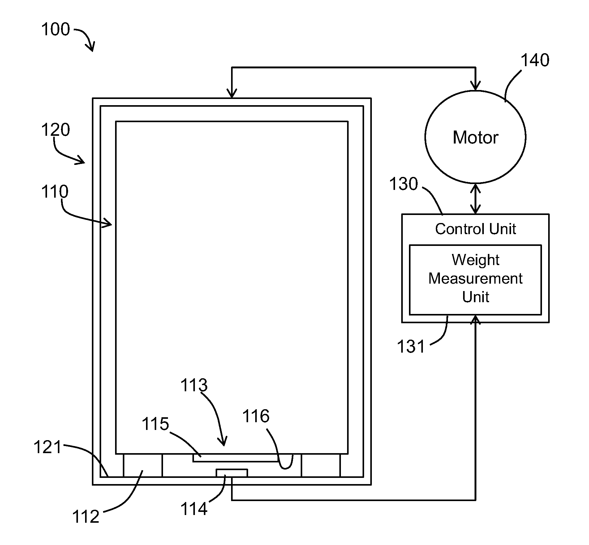 Measuring weight of a compartment