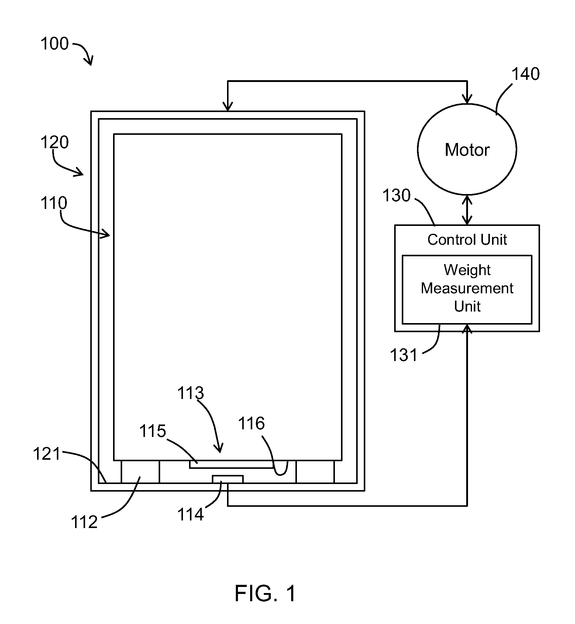 Measuring weight of a compartment