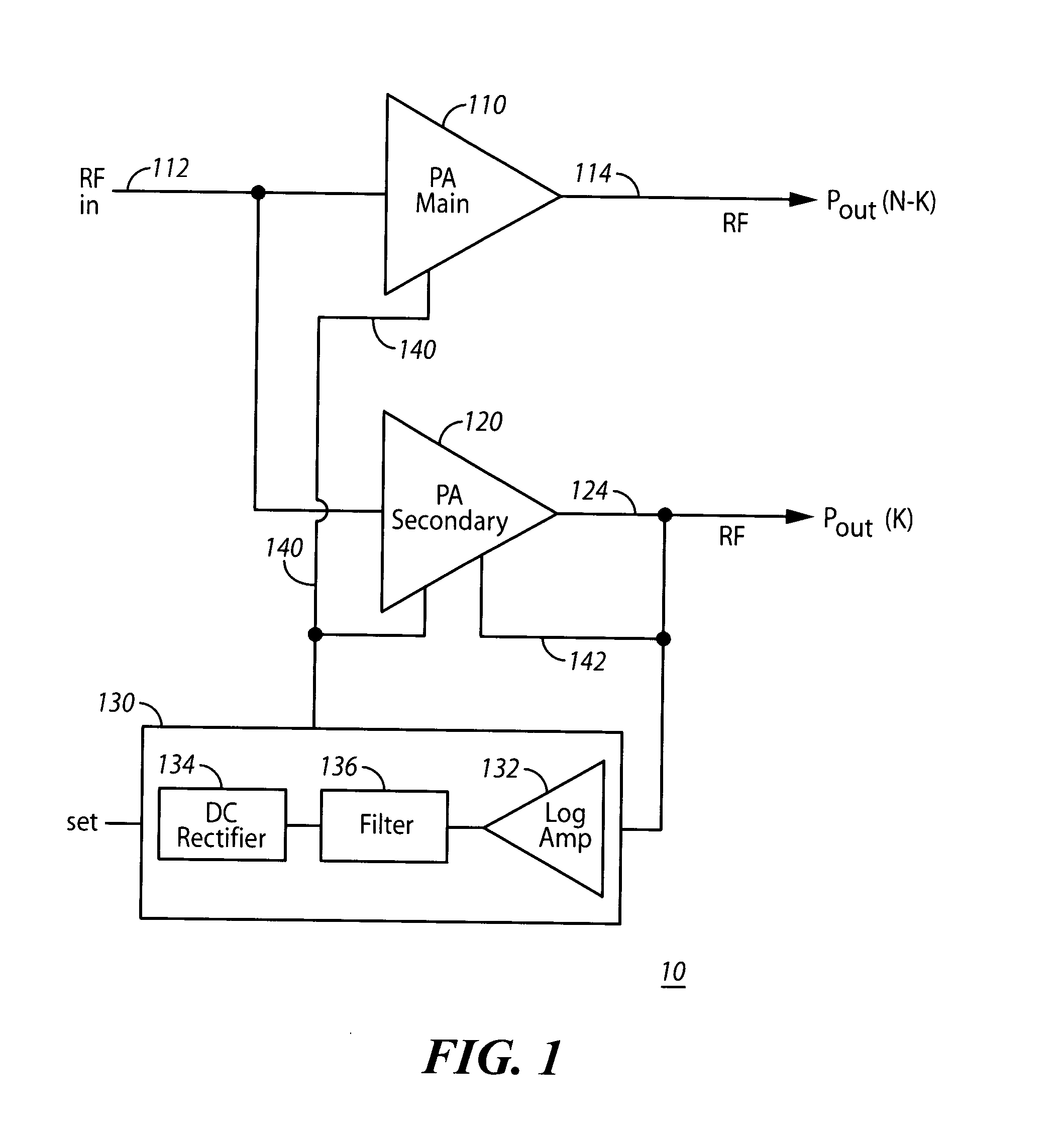 Radio frequency power detecting circuit and method therefor