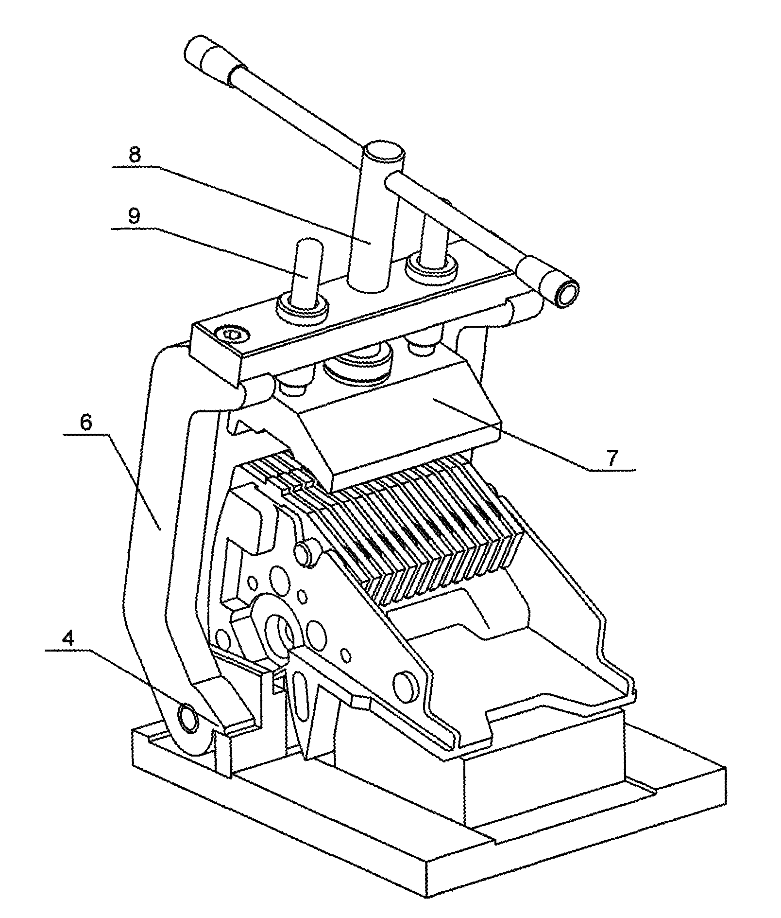 Contact assembling jig with rotatable connecting levers