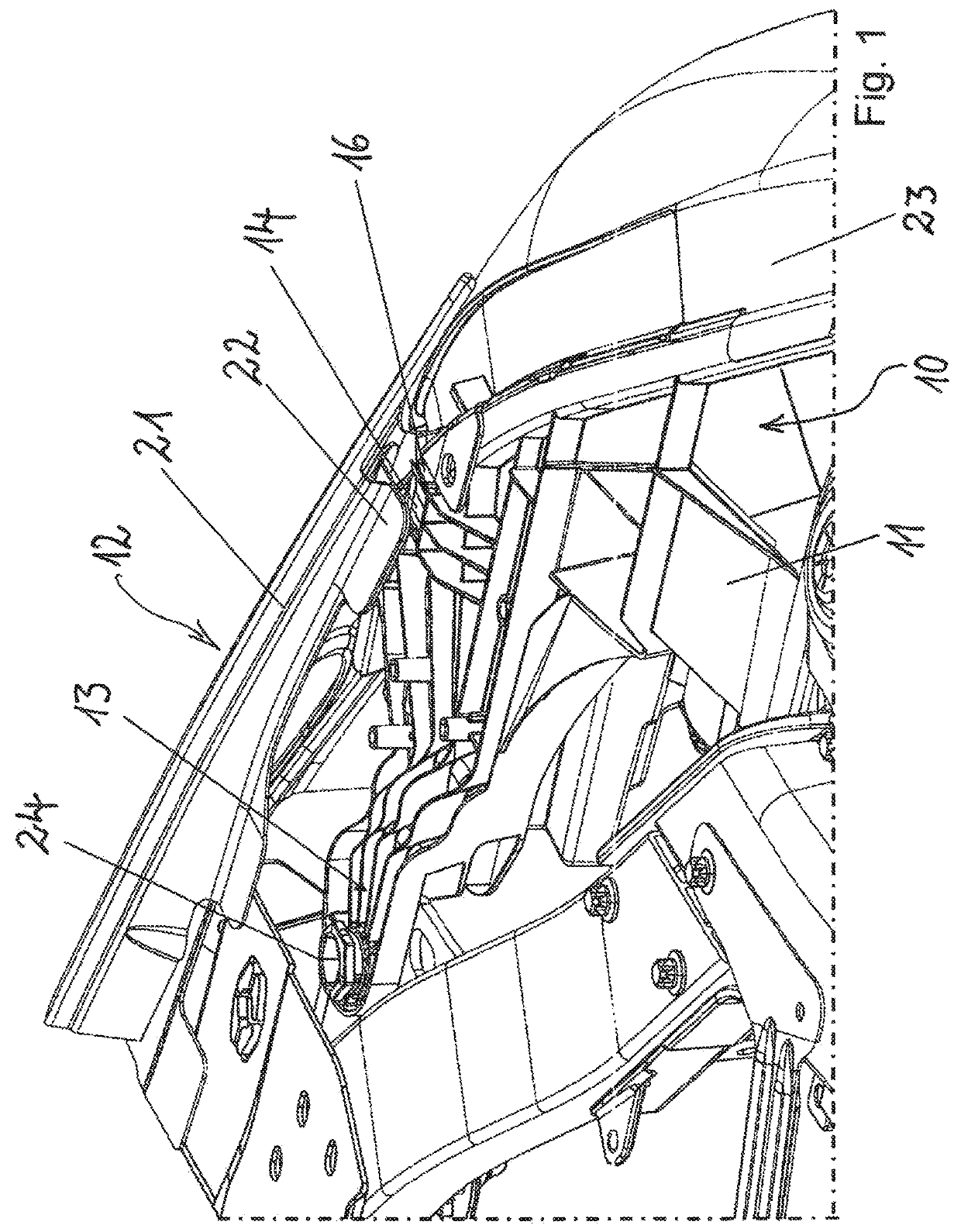 Arrangement of a headlight in a vehicle having damage protection for the event of a crash