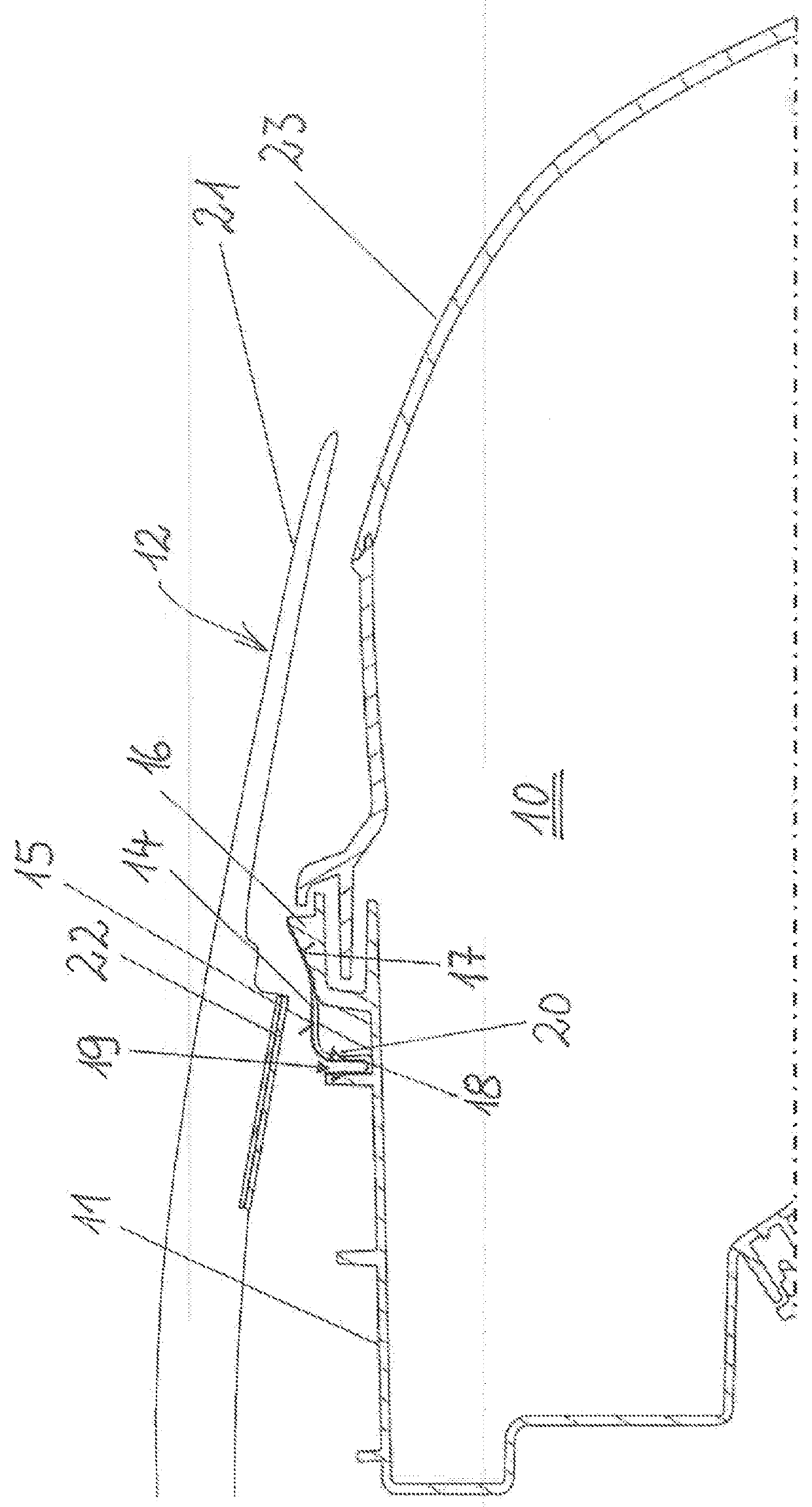 Arrangement of a headlight in a vehicle having damage protection for the event of a crash