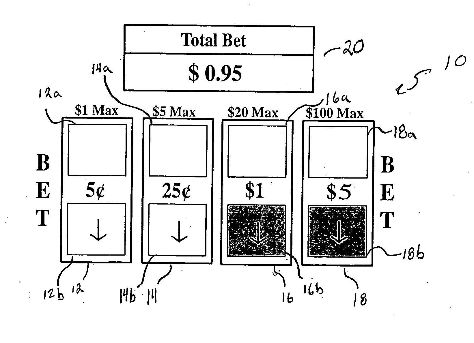 Gaming system including multiple wager selectors and dynamic theoretical payback percentage display
