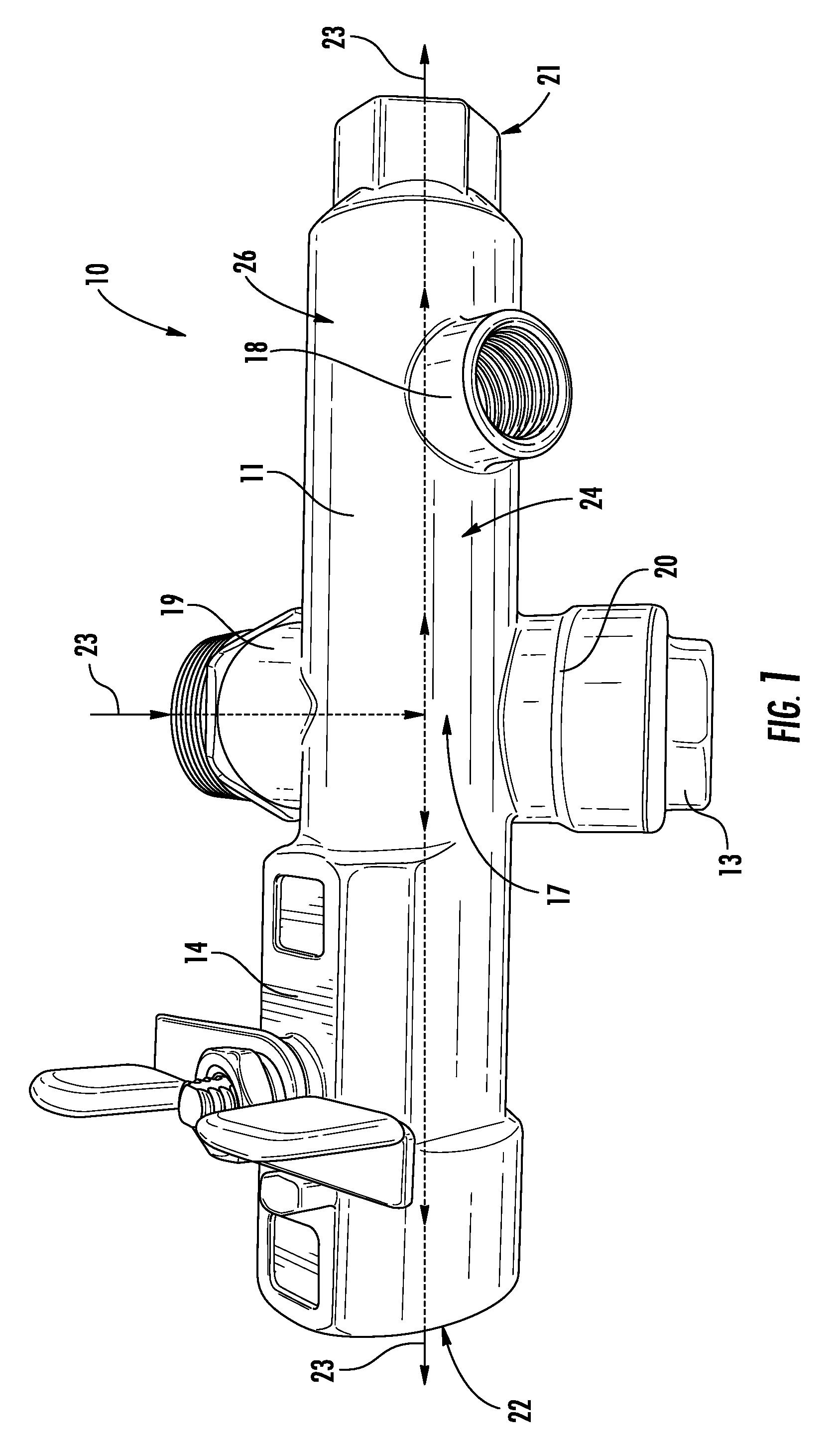 Multi-port valve device with dual directional strainer